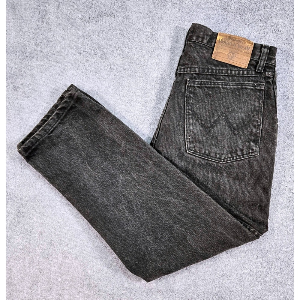 Wrangler Rugged Wear Jeans Mens 30x27(hemmed) Black Relaxed Straight Denim Pants